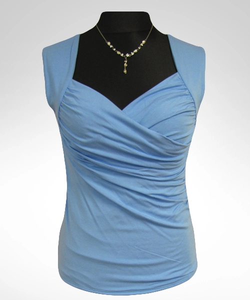 Bluzka Angela kopertowa mocno marszczona - kolor błękitny